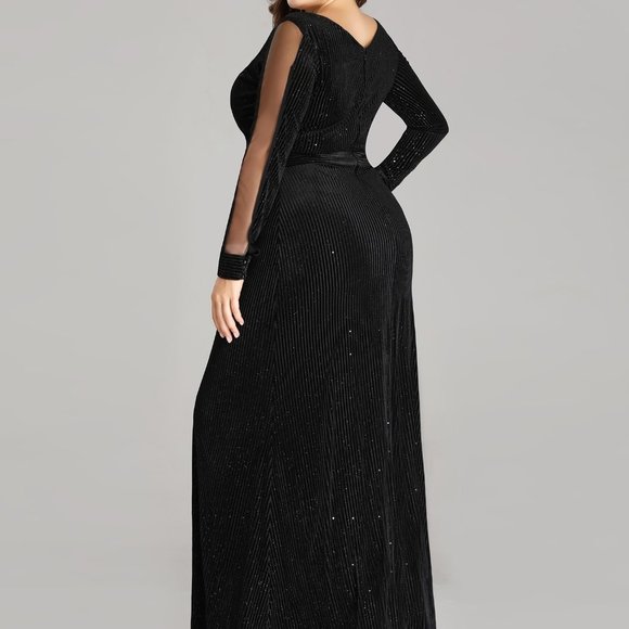 BLACK SHIMMERY VELVET EVENING GOWN🖤🖤🖤 - Picture 3 of 7